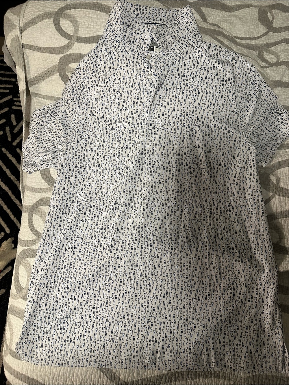 PGA tour Pro Series Men’s Golf Polo Sz XL, White With Navy Blue Drinks!
